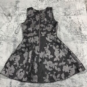 Romeo + Juliet Couture Black Silver Floral Mesh Fit Flare Dress RJ37077